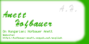 anett hofbauer business card